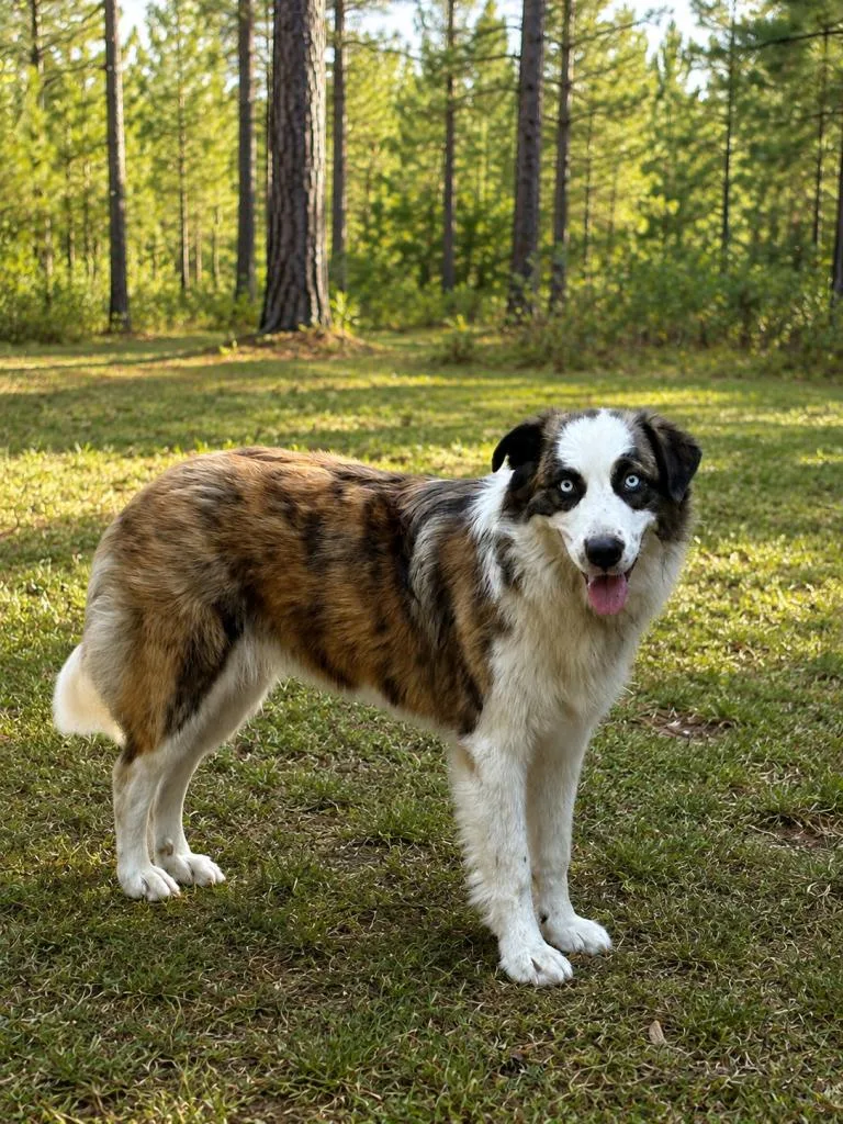 A young medium-sized female Australian Shepherd dog named Elle for adoption in eufaula, AL