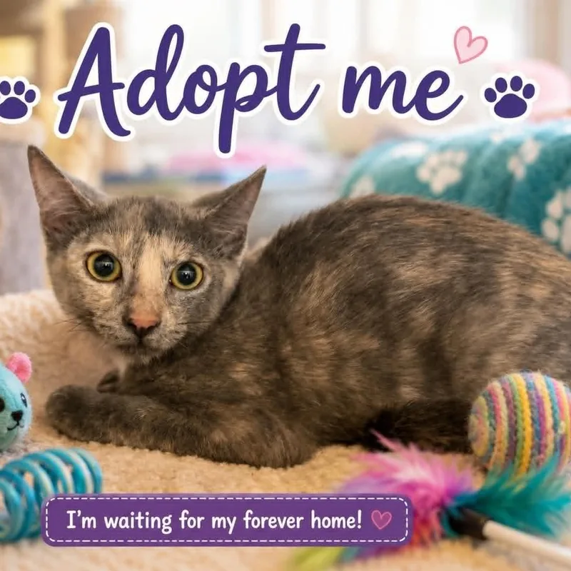 A baby small-sized female Dilute Tortoiseshell cat named Kyla for adoption in Antioch, CA