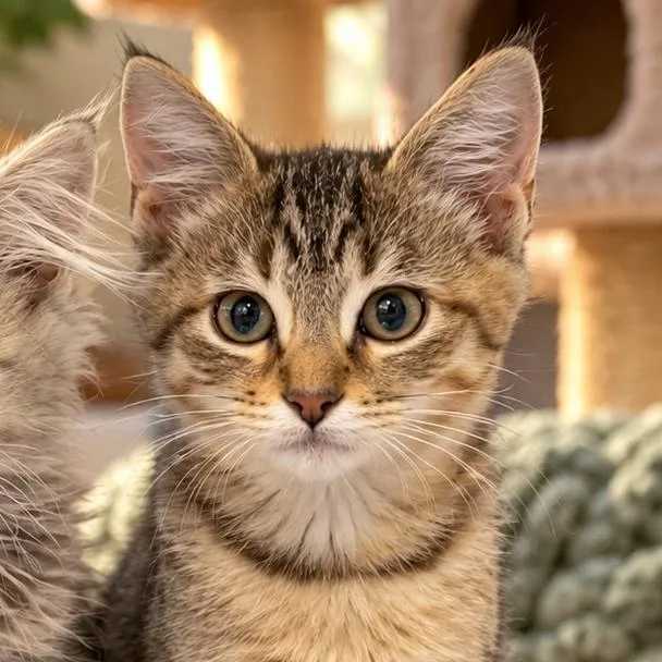 A baby small-sized female Gray / Blue / Silver Domestic Short Hair cat named SpectorC for adoption in East Saint Louis, IL