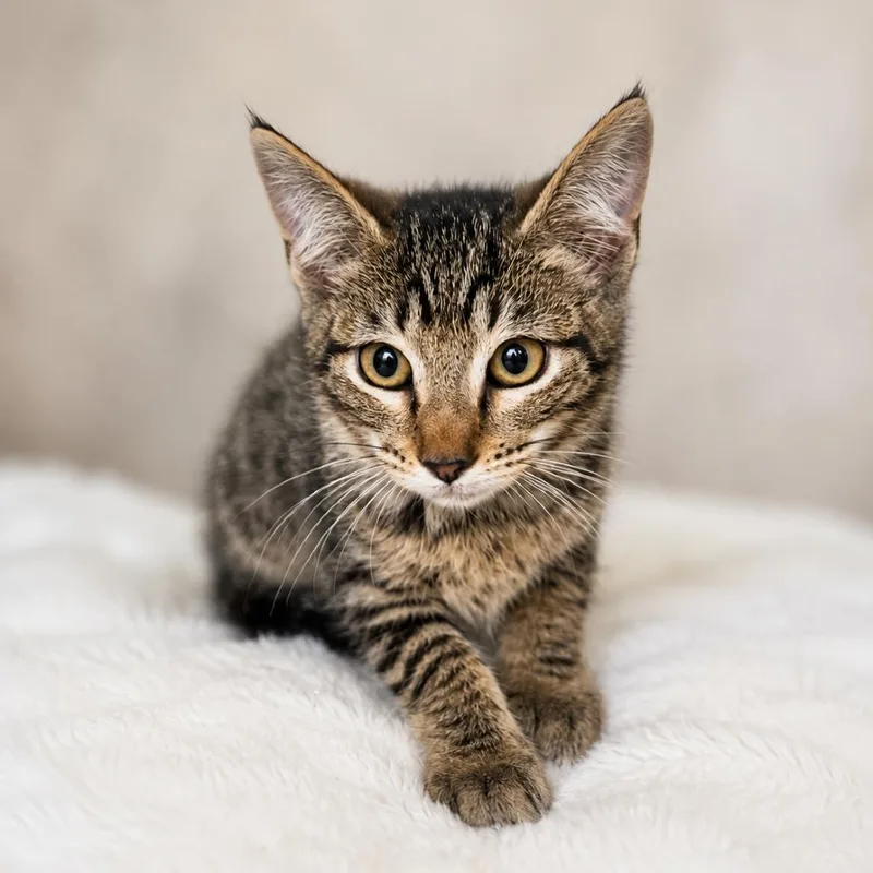 A baby small-sized female Brown / Chocolate Domestic Short Hair cat named Daisy for adoption in Sarasota, FL