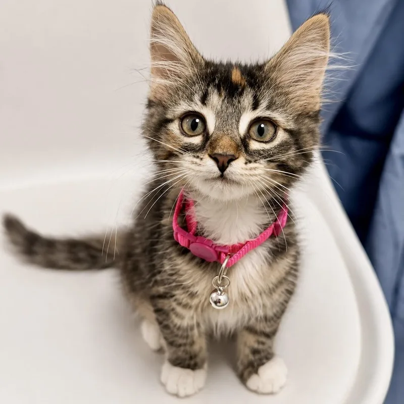 A baby small-sized female Calico Domestic Short Hair cat named Lollyberry for adoption in Richmond, VA