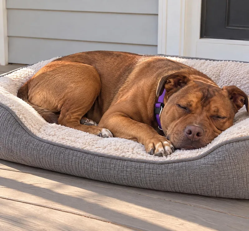 A young medium-sized female American Bully dog named Kassie for adoption in Brenham, TX