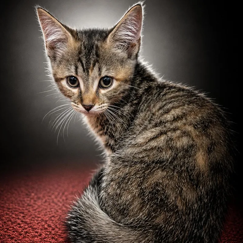 A baby small-sized female Gray / Blue / Silver Domestic Short Hair cat named Julia GrantYellow for adoption in Newport, TN