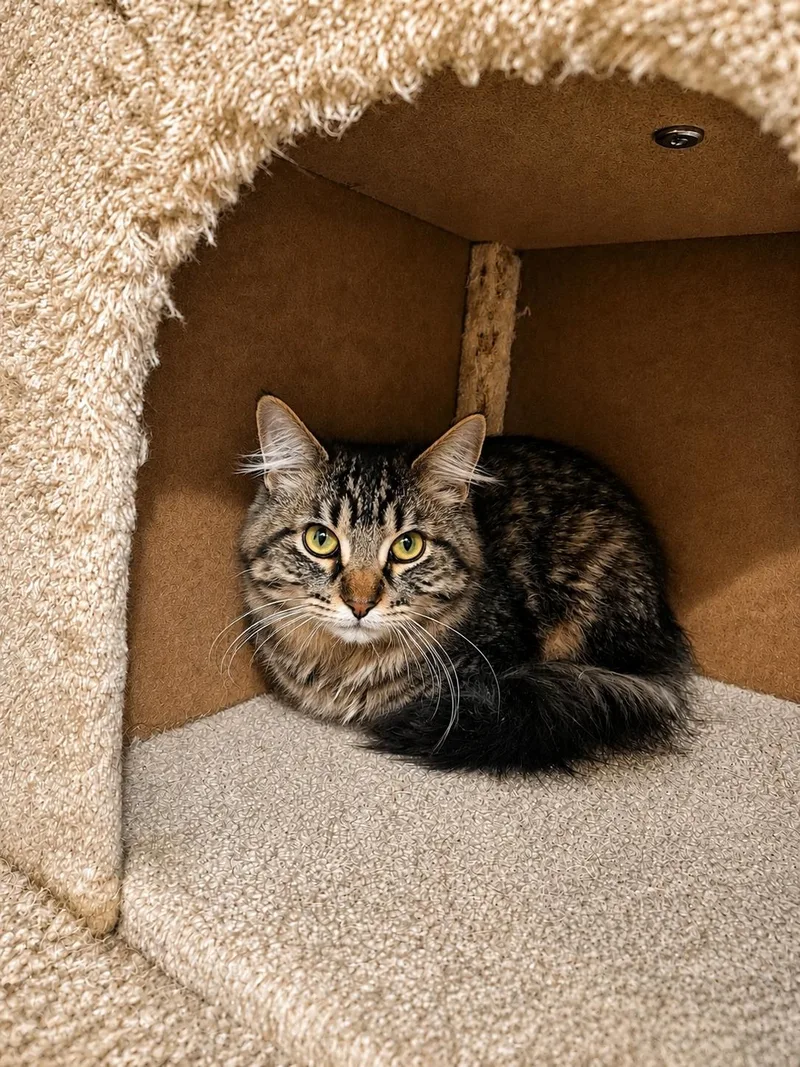 A young small-sized female Domestic Medium Hair cat named Cindy for adoption in Rio Linda, CA