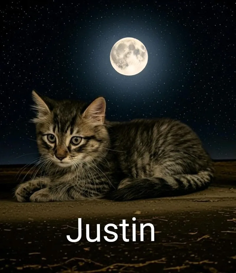 A baby small-sized male Domestic Medium Hair cat named Justin for adoption in Jim Thorpe, PA