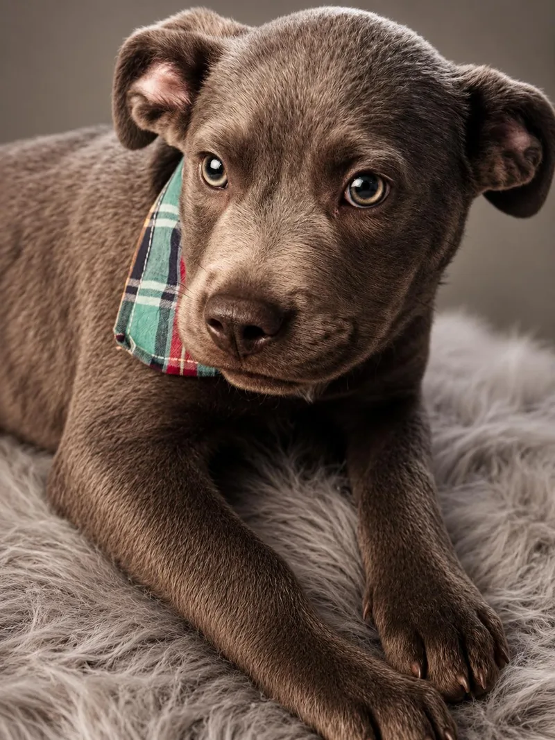 A baby large-sized male Gray / Blue / Silver Labrador Retriever dog named River for adoption in Nahunta, GA