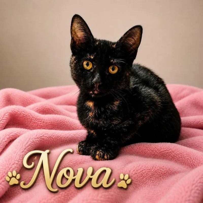 A baby small-sized female Domestic Short Hair cat named Nova for adoption in Covington, LA