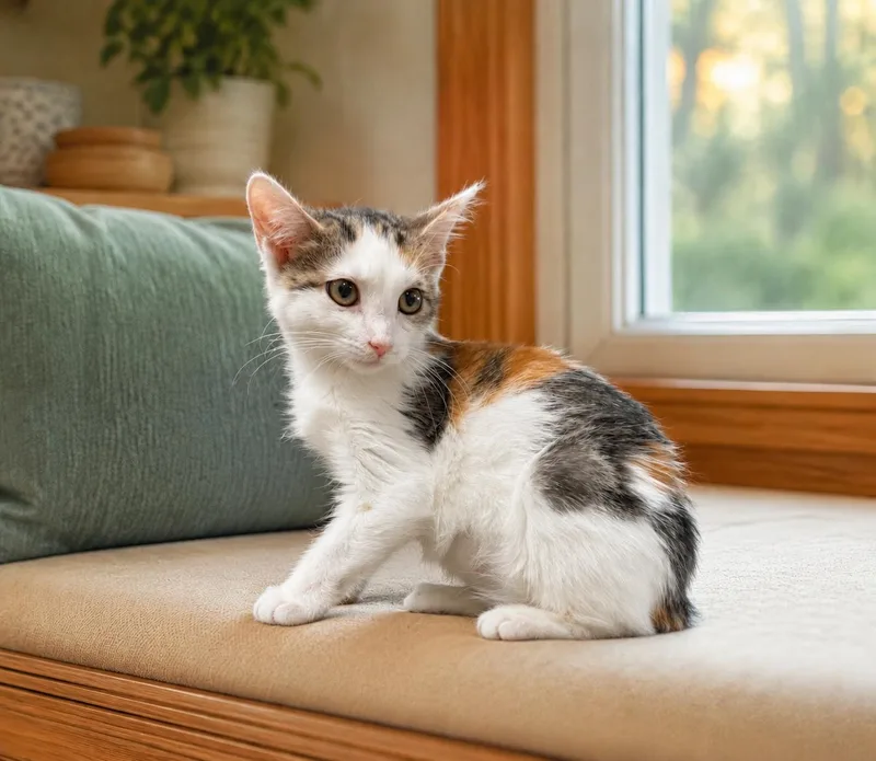 A young medium-sized female Calico Tabby cat named Josie for adoption in Marion, IN