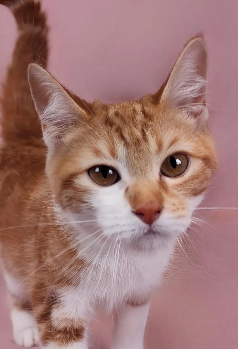 A baby medium-sized female Orange & White Domestic Short Hair cat named Esther for adoption in Pasadena, CA