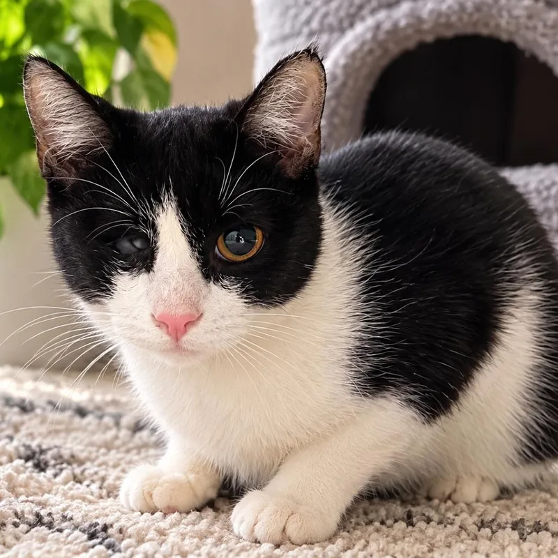 A young small-sized female Black Domestic Short Hair cat named Winnie for adoption in Newark, NJ