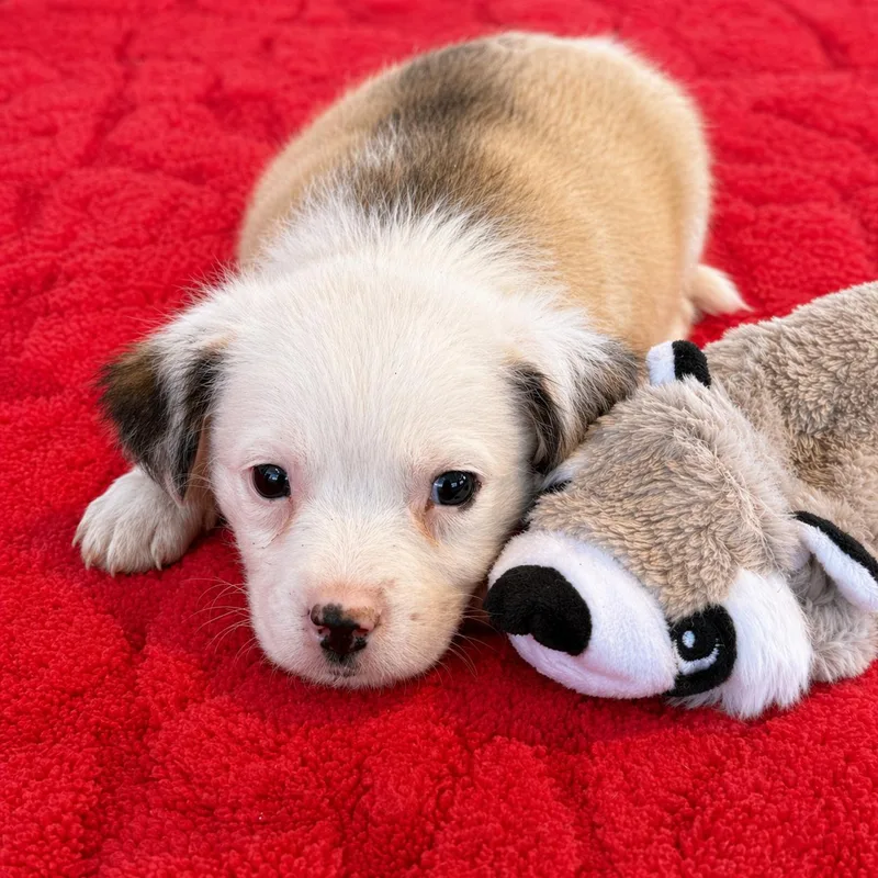 A baby medium-sized male White / Cream Border Collie dog named Scout for adoption in Brookeville, MD