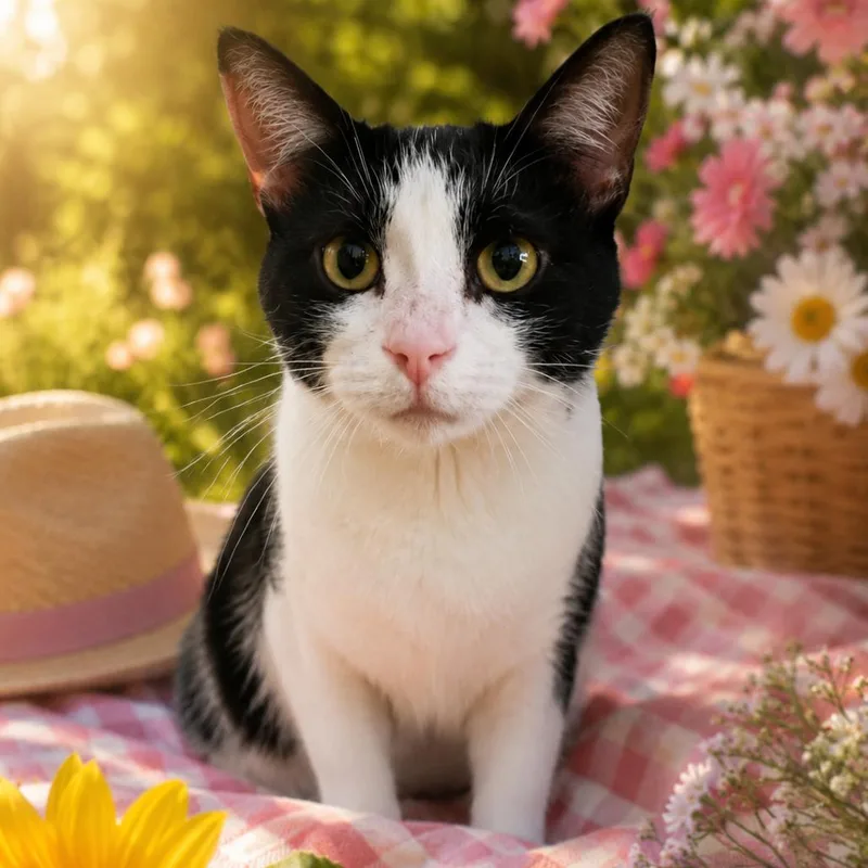 An adult medium-sized male Black Domestic Short Hair cat named Domino for adoption in Walnut Cove, NC