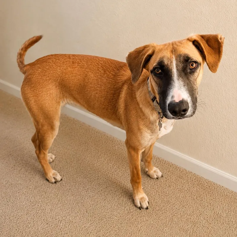A baby medium-sized female Black Shepherd dog named Kendall for adoption in Houston, TX