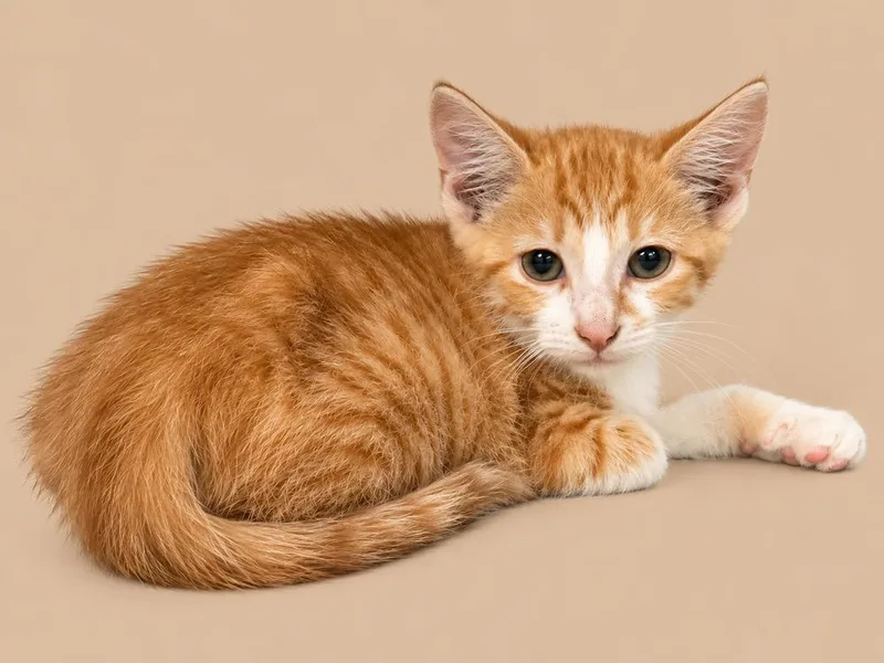 A baby medium-sized male Orange & White Domestic Short Hair cat named Silent Bob for adoption in Emerald Isle, NC