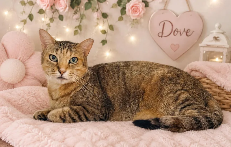 An adult large-sized female Tabby cat named Dove for adoption in Tavares, FL