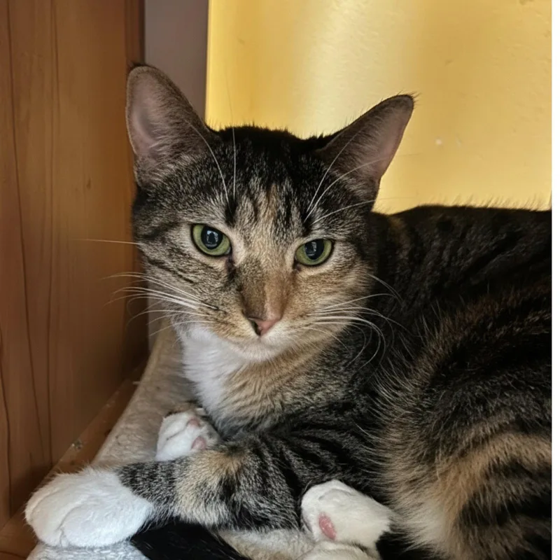 A young medium-sized female Domestic Short Hair cat named Ava for adoption in Blasdell, NY