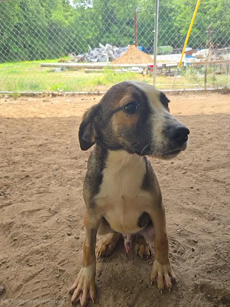 A young medium-sized male Mixed Breed dog named Copper for adoption in McCrory, AR