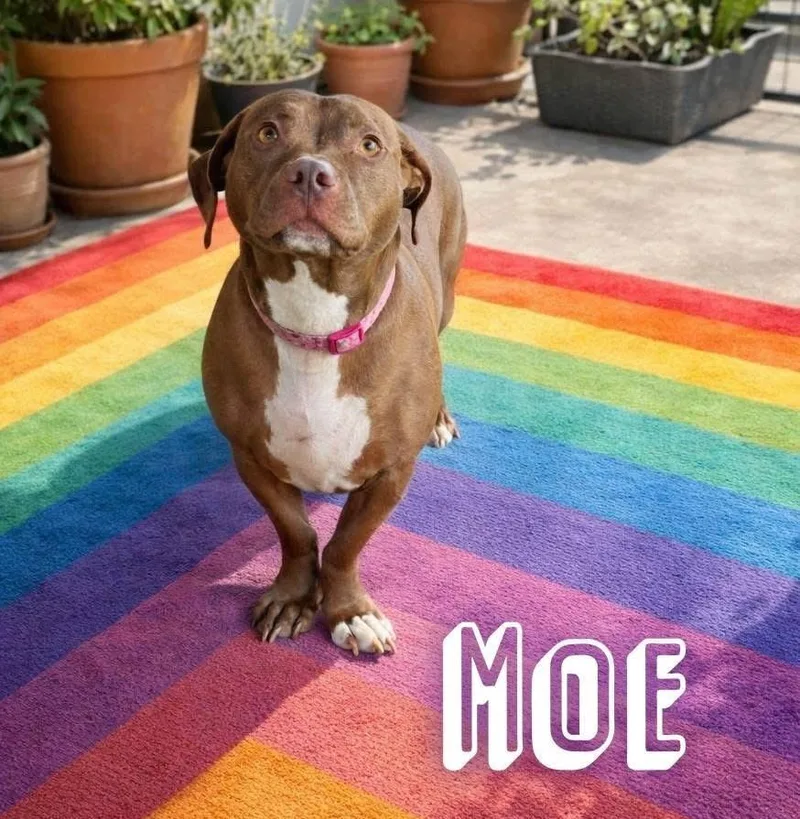 An adult medium-sized male Brown / Chocolate Basset Hound dog named Moe for adoption in Springfield, MO