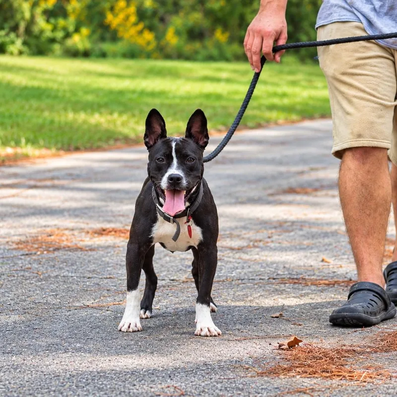 A young medium-sized female Black Boston Terrier dog named Maxine for adoption in Lucedale, MS