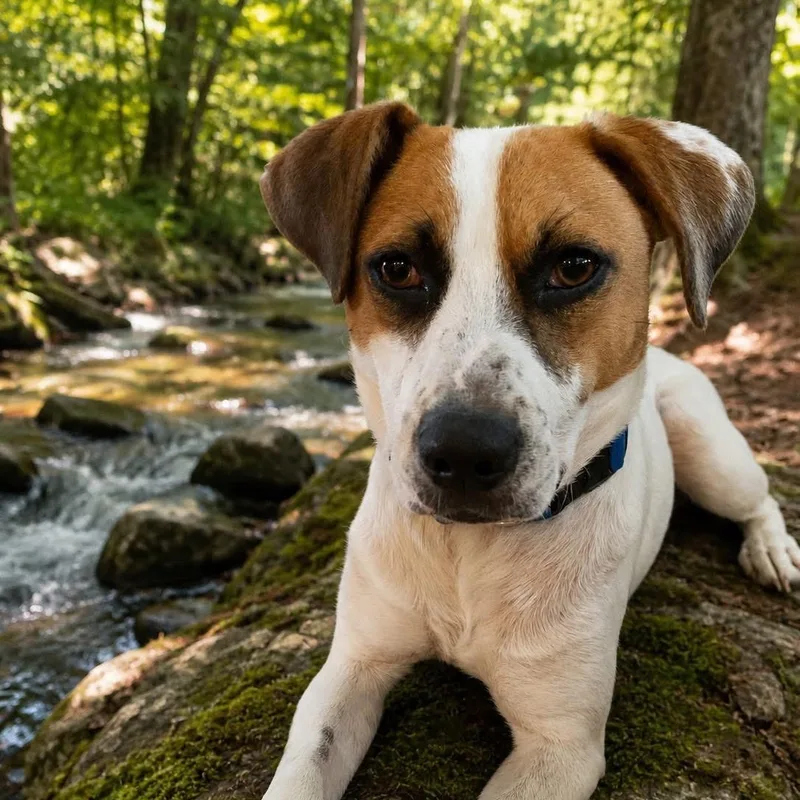 An adult medium-sized male Harrier dog named Ruckus for adoption in High Point, NC