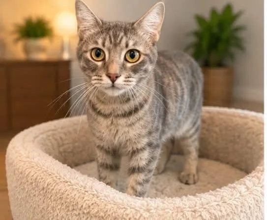 An adult medium-sized female Tabby (Gray / Blue / Silver) Domestic Short Hair cat named Dixie for adoption in Sioux City, IA