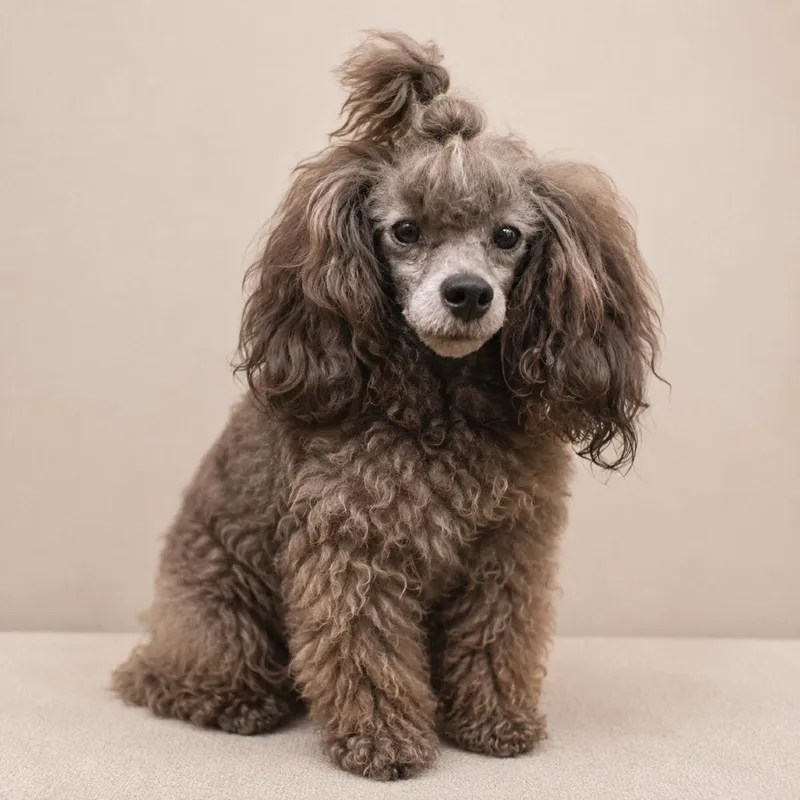 A young small-sized male Gray / Blue / Silver Poodle (Toy) dog named Vindi for adoption in Lee's Summit, MO