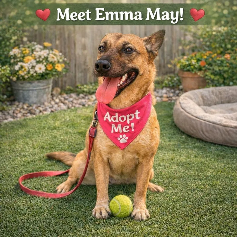 An adult medium-sized female Black Shepherd dog named Emma May for adoption in Houston, TX