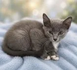 A young medium-sized male Gray / Blue / Silver Domestic Short Hair cat named Keeton for adoption in Portsmouth, OH
