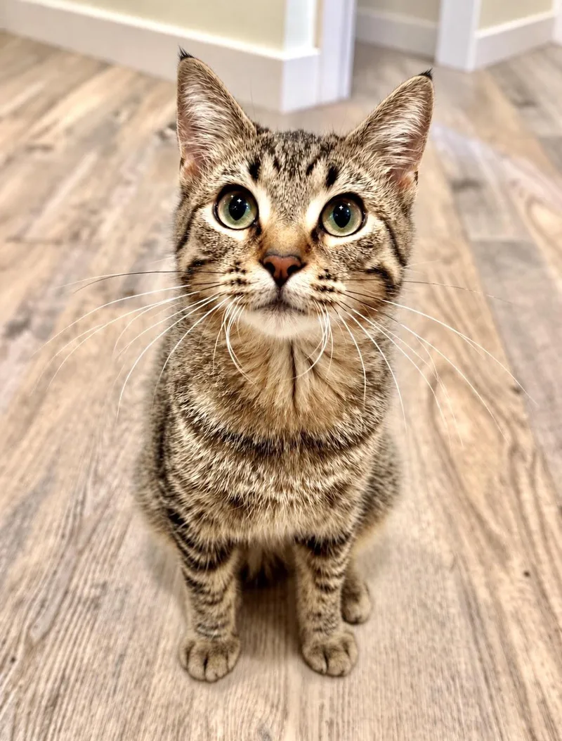 A baby small-sized female Tabby cat named Katie for adoption in Mankato, MN