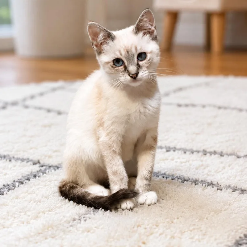 A baby small-sized female Cream / Ivory Domestic Short Hair cat named Tessa for adoption in Tustin, CA