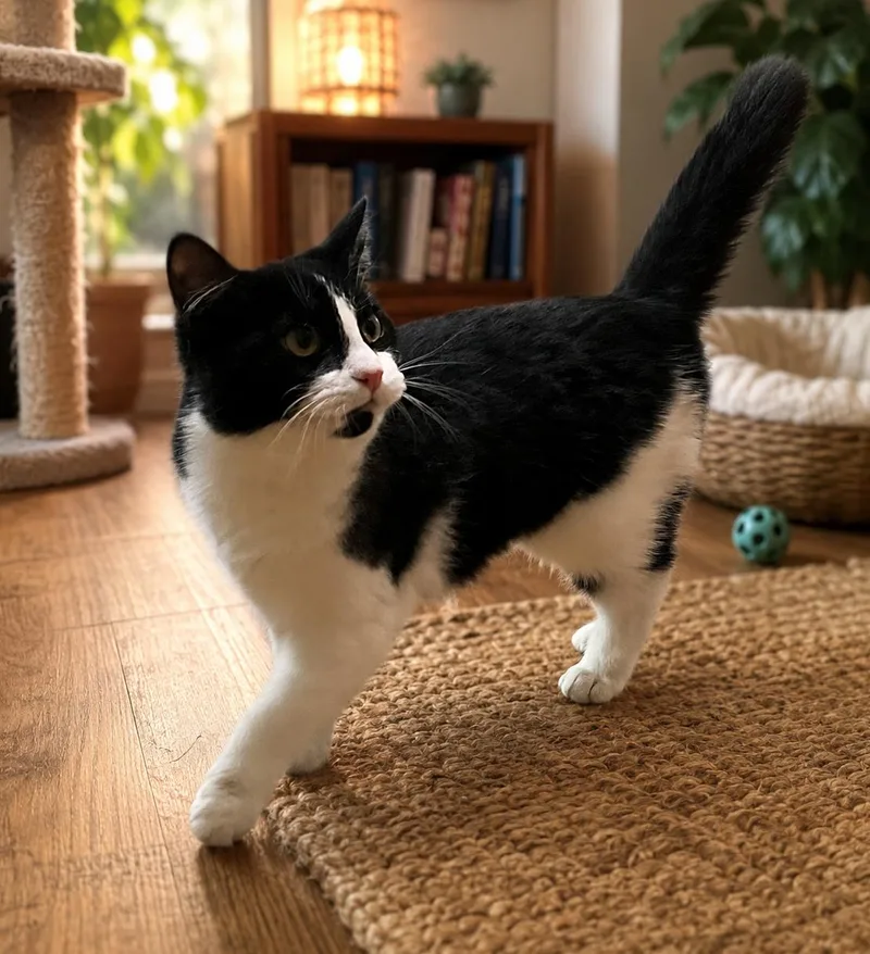 A baby medium-sized female Black & White / Tuxedo Tuxedo cat named Evelyn for adoption in Greensburg, PA