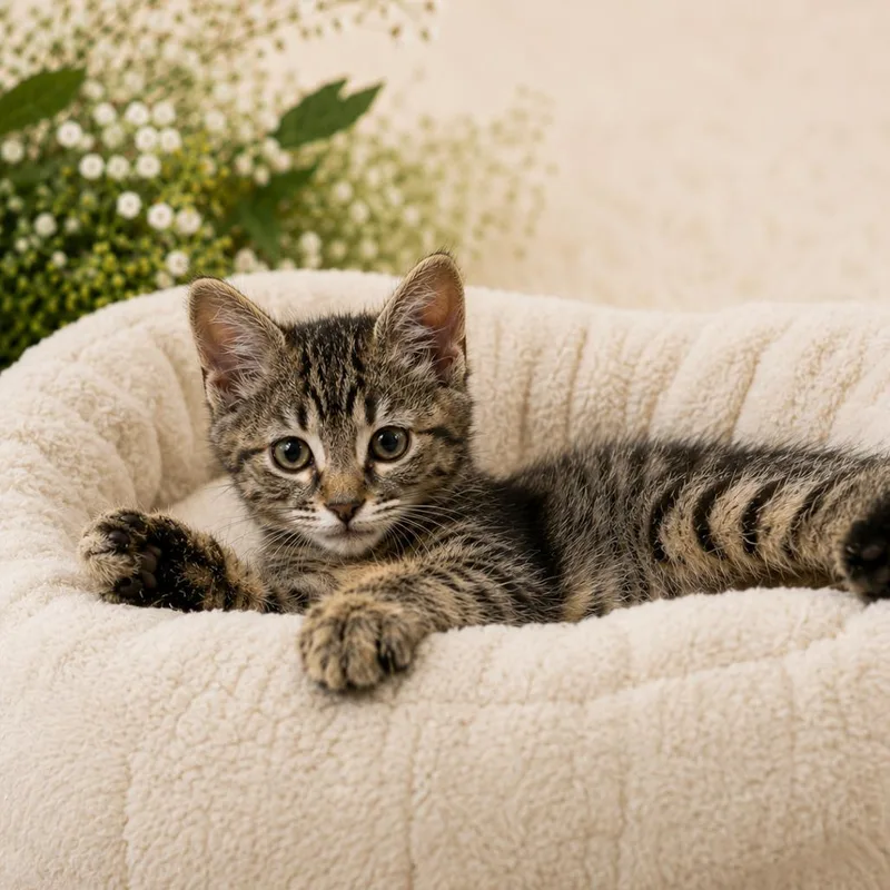 A baby small-sized female Brown / Chocolate Domestic Short Hair cat named Wobble for adoption in Tylertown, MS