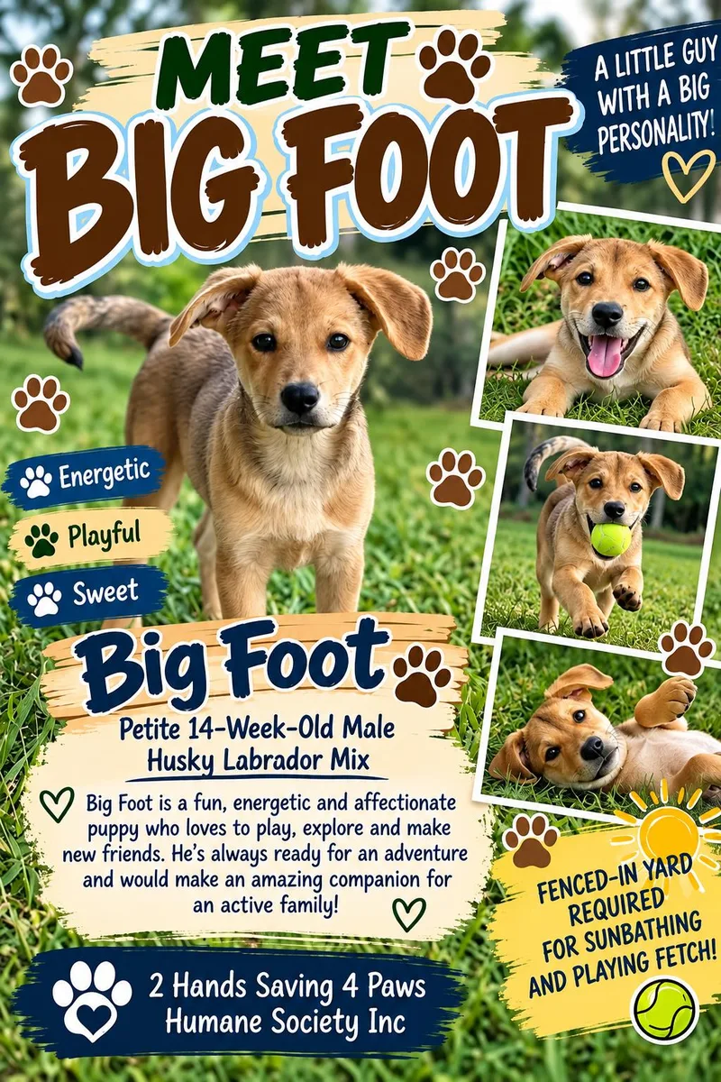 A baby medium-sized male Labrador Retriever dog named Big Foot for adoption in Thomson , GA