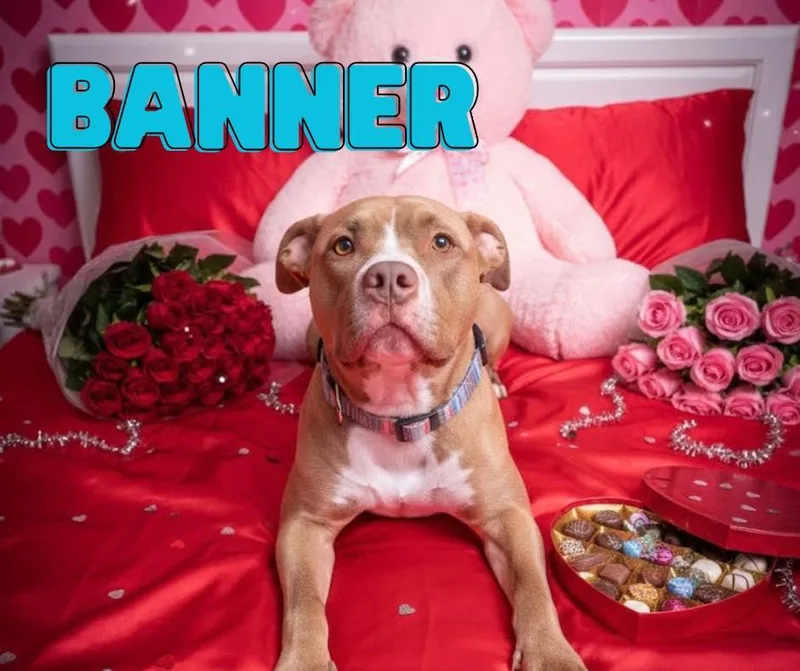 A young medium-sized male Yellow / Tan / Blond / Fawn Bull Terrier dog named Banner for adoption in Monticello, IN