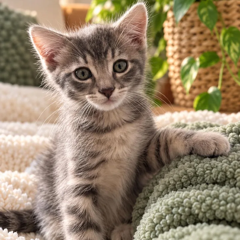 A baby small-sized female Gray / Blue / Silver Domestic Medium Hair cat named Ravenclaw for adoption in Henderson, NV