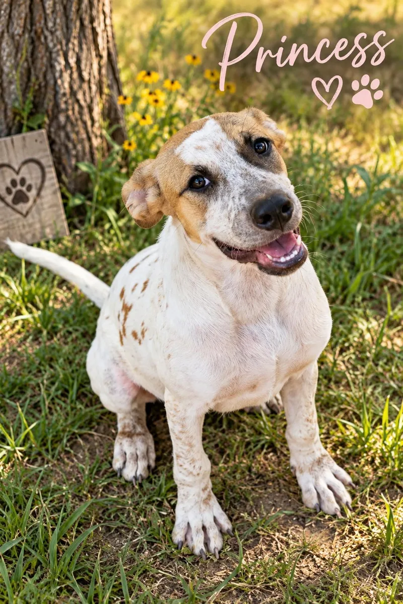 A young medium-sized female Australian Cattle Dog / Blue Heeler dog named Princess for adoption in Bar Nunn, WY