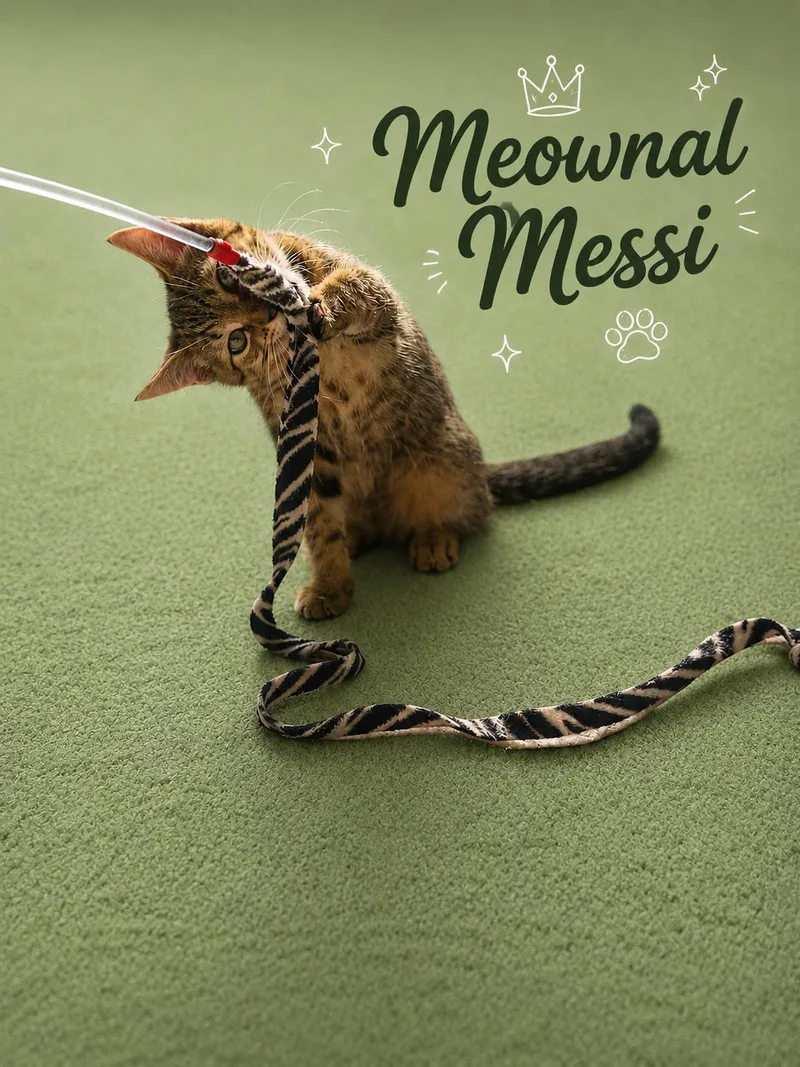 A baby medium-sized female Tabby cat named Meownal Messi for adoption in Greenville, DE