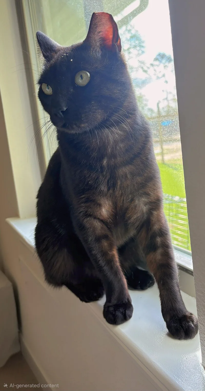 A young medium-sized male Black Domestic Short Hair cat named Rasputin for adoption in Houston, TX