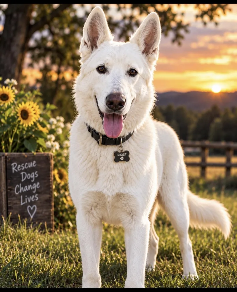 An adult large-sized male White / Cream Husky dog named Ghost for adoption in CUMMING, GA