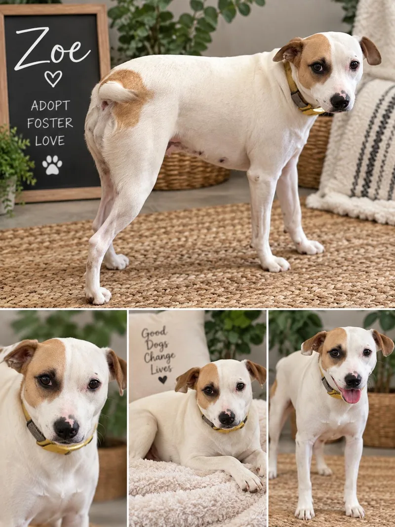 A young medium-sized female American Staffordshire Terrier dog named Zoe Zuldaña for adoption in Houston, TX