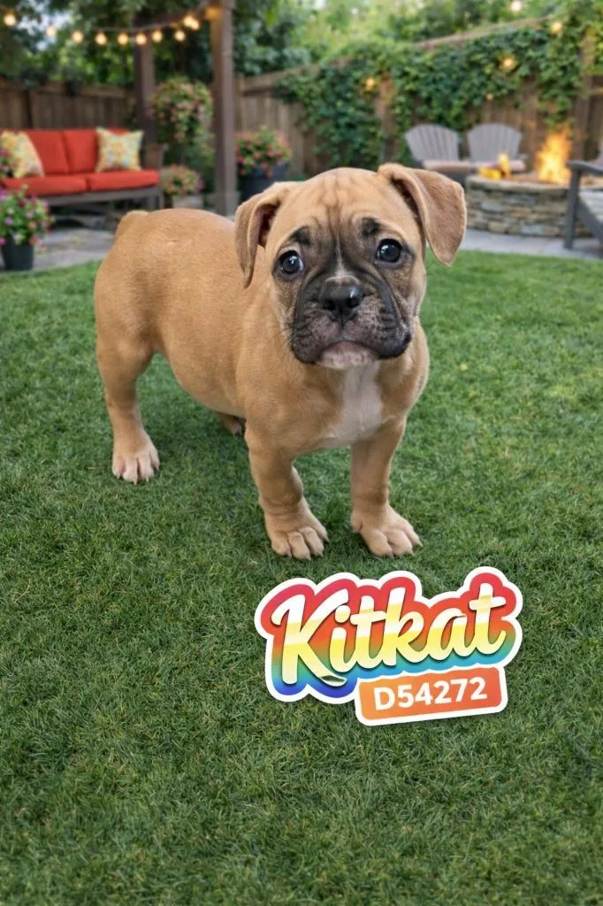 A baby medium-sized female French Bulldog dog named Kitkat for adoption in Clarksville, TN