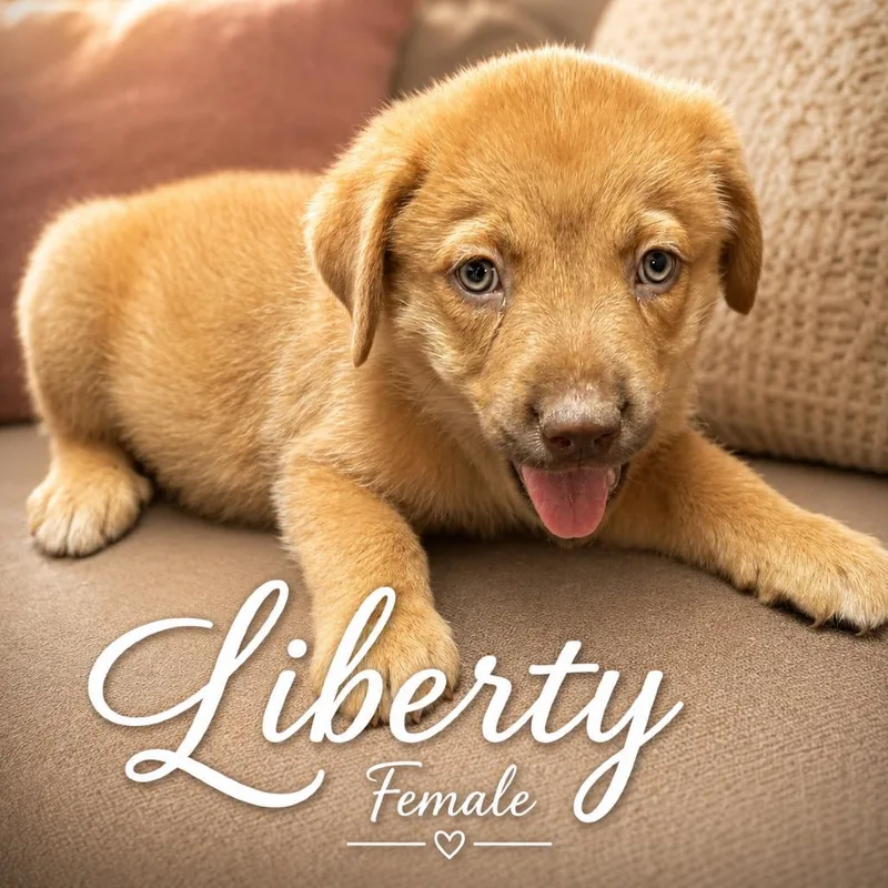 A baby medium-sized female Labrador Retriever dog named Liberty for adoption in Wadena, MN