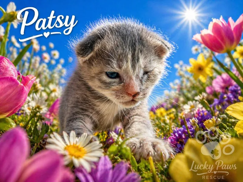 A baby small-sized female Gray / Blue / Silver American Shorthair cat named Country Girls  Patsy for adoption in Sumter, SC