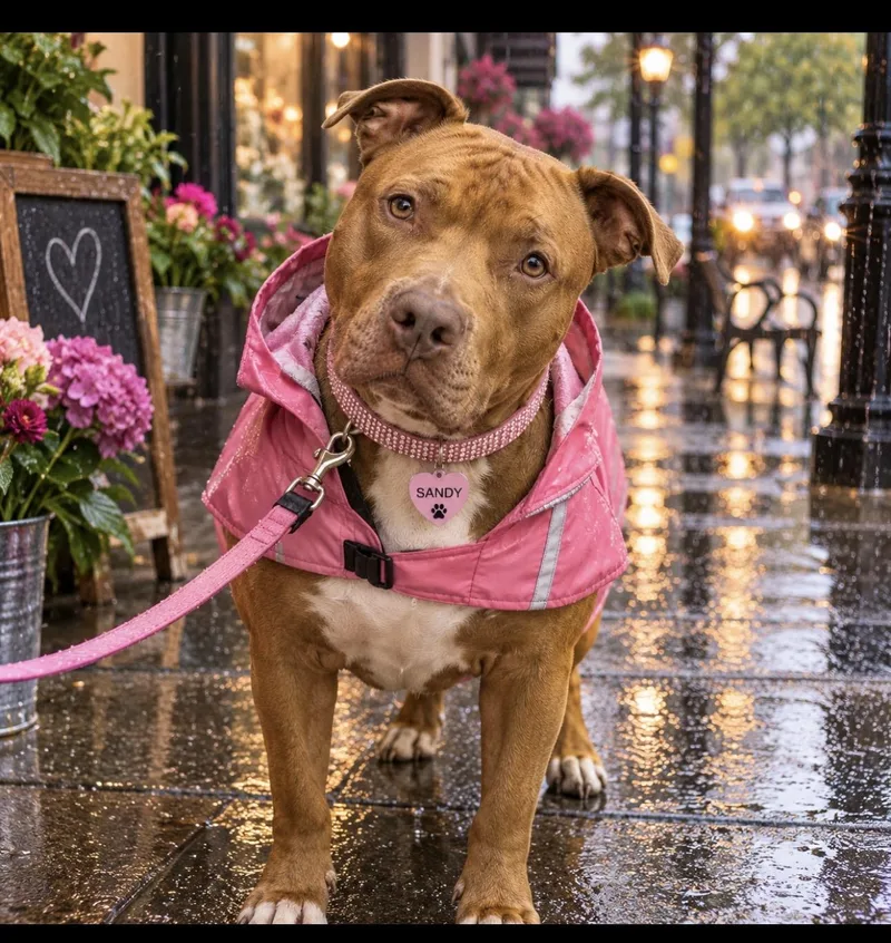 An adult large-sized female American Bully dog named Sandy for adoption in CUMMING, GA
