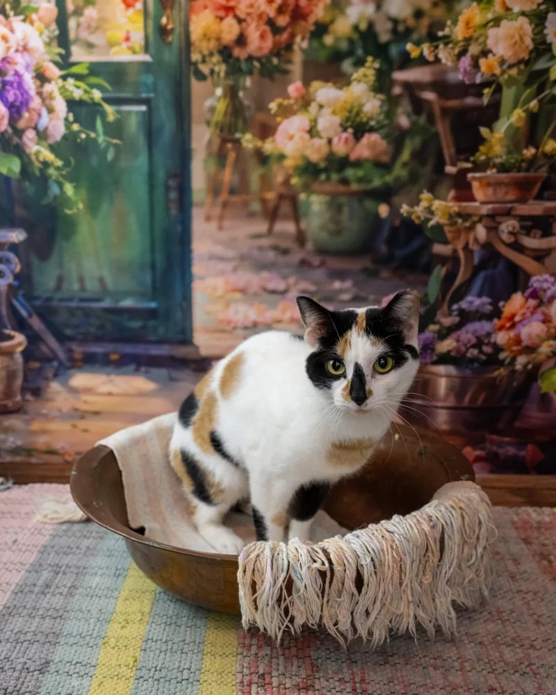 An adult medium-sized female Calico Domestic Short Hair cat named Dina for adoption in Lapeer, MI