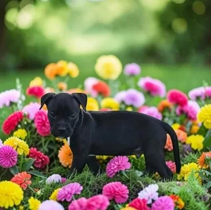 A baby medium-sized male Black Pit Bull Terrier dog named Bruce for adoption in Fort Worth, TX
