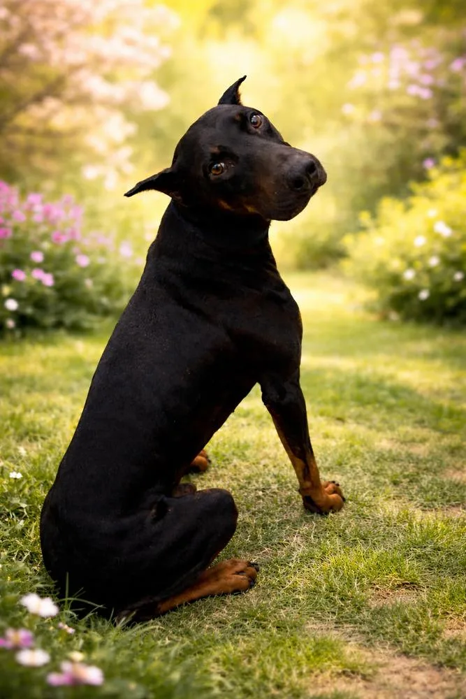 An adult large-sized male Brown / Chocolate Doberman Pinscher dog named Rocky for adoption in Oakland, MI