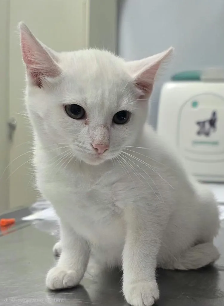 A baby small-sized female Domestic Medium Hair cat named Marshmellow for adoption in Hillsdale, IN