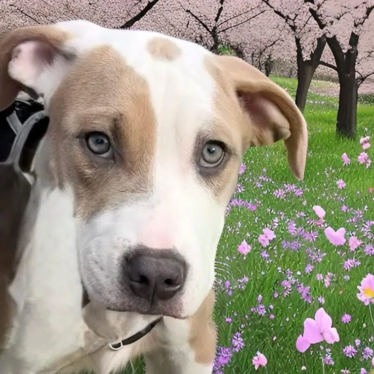 A baby large-sized female Apricot / Beige American Staffordshire Terrier dog named India for adoption in Bronx, NY