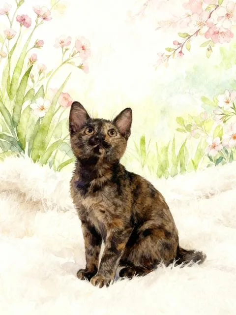 A baby small-sized female Dilute Tortoiseshell Tortoiseshell cat named Amethyst for adoption in Tehachapi, CA